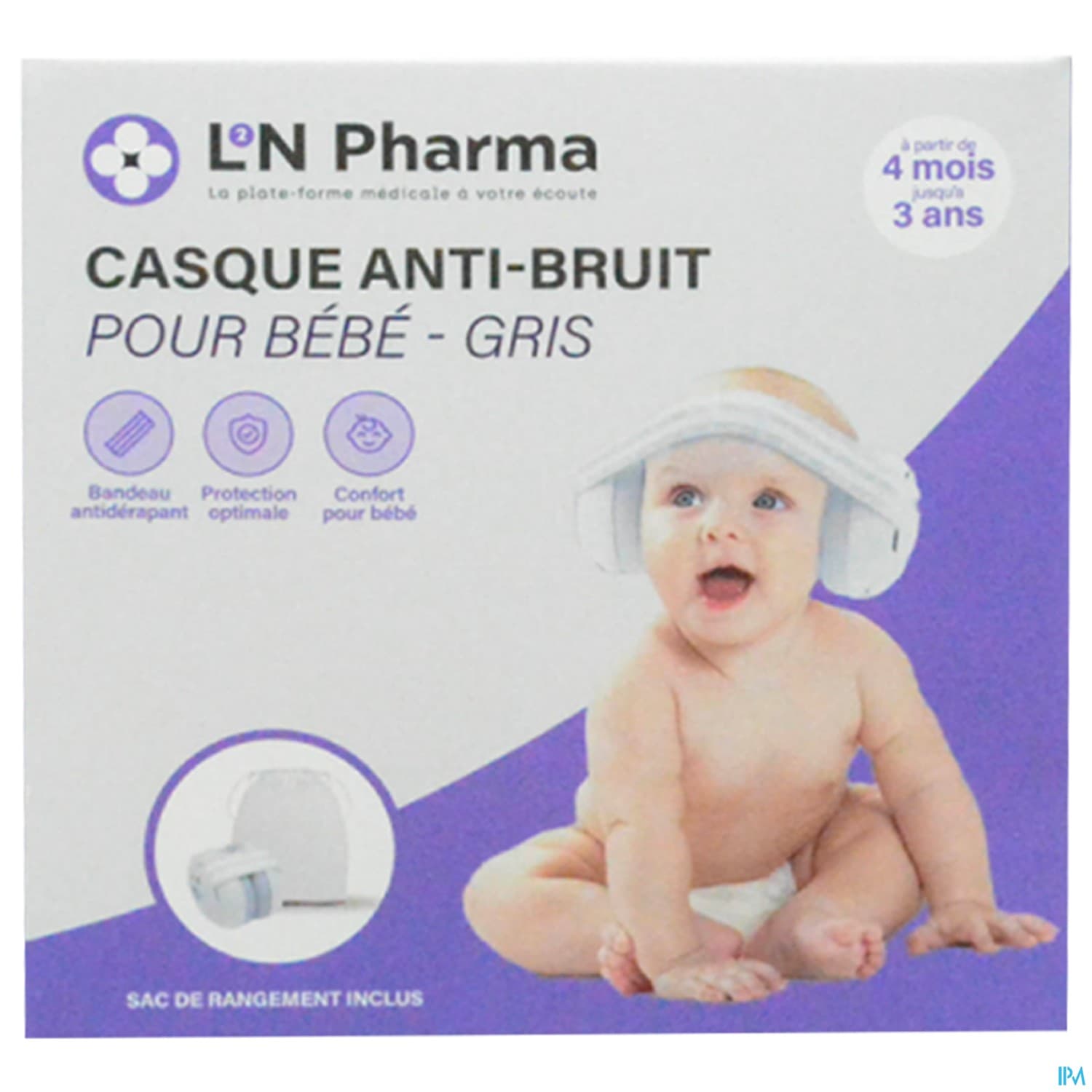 L2N CASQUE A/BRUIT BEBE 3M+ GRIS