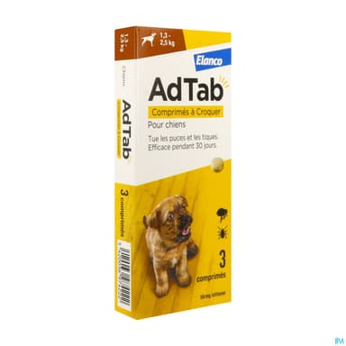 Elanco Adtab 56mg Antiparasitaire Chien 1/2kg Comprime 3