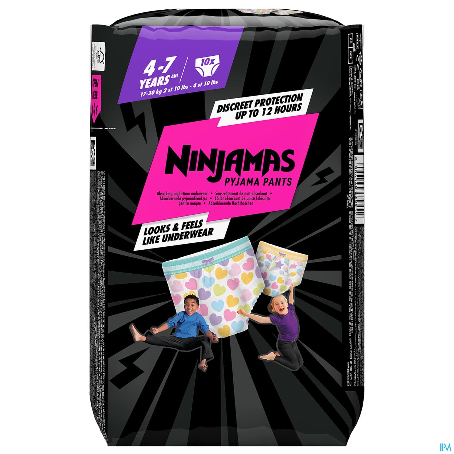 Pampers Pyjama Pants Ninjamas Rose Sous Vetement De Nuit Absorbant T7 17/30kg 10