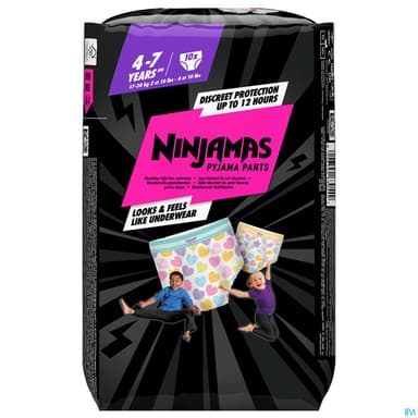 Pampers Pyjama Pants Ninjamas Rose Sous Vetement De Nuit Absorbant T7 17/30kg 10