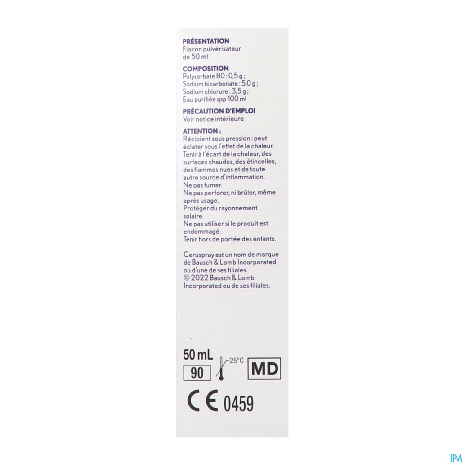 CERUSPRAY HYGIENE OREILLE SPR 50ML