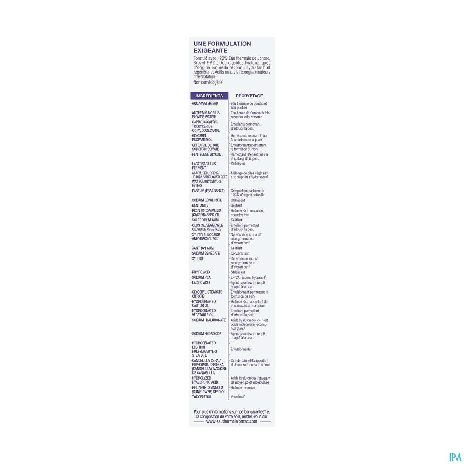 JONZAC REHYDR+ BAUM NUIT H2O 40ML