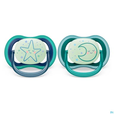 Avent Sucette Ultra Air Nuit 6/18mois X2