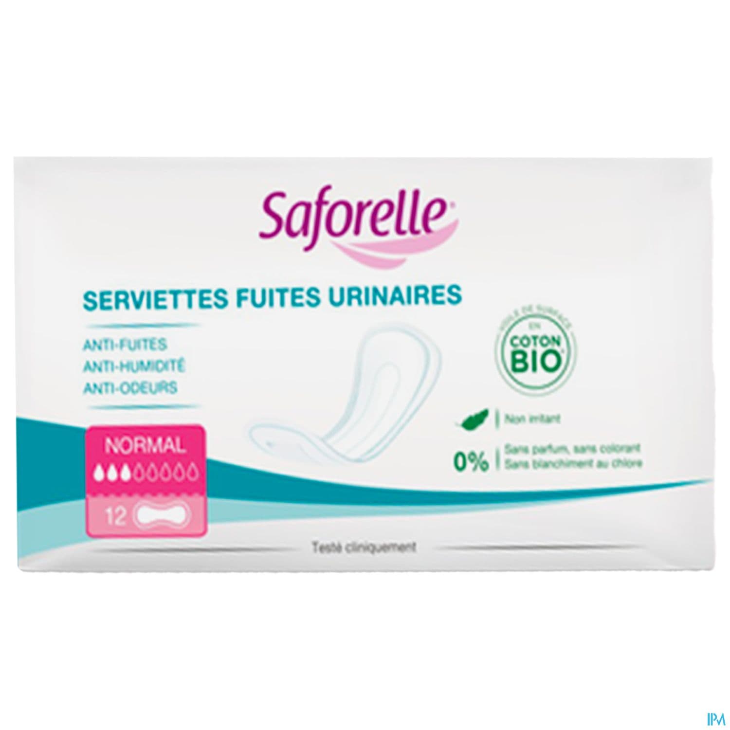 Saforelle Serviette Fuite Urinaire En Coton Bio Femme Normal Sachet 12