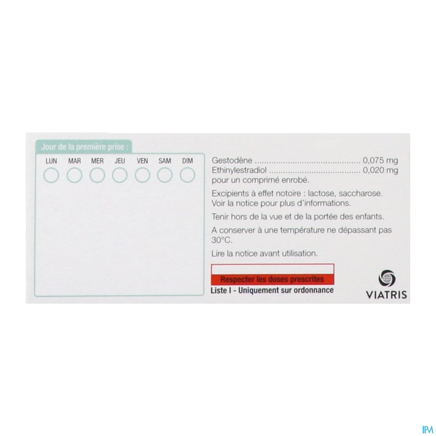 Gestodene Ethinylestradiol Viatris 75mcg/20mcg Comprime 21 X3