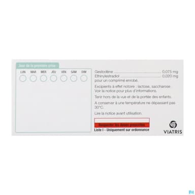 Gestodene Ethinylestradiol Viatris 75mcg/20mcg Comprime 21 X3