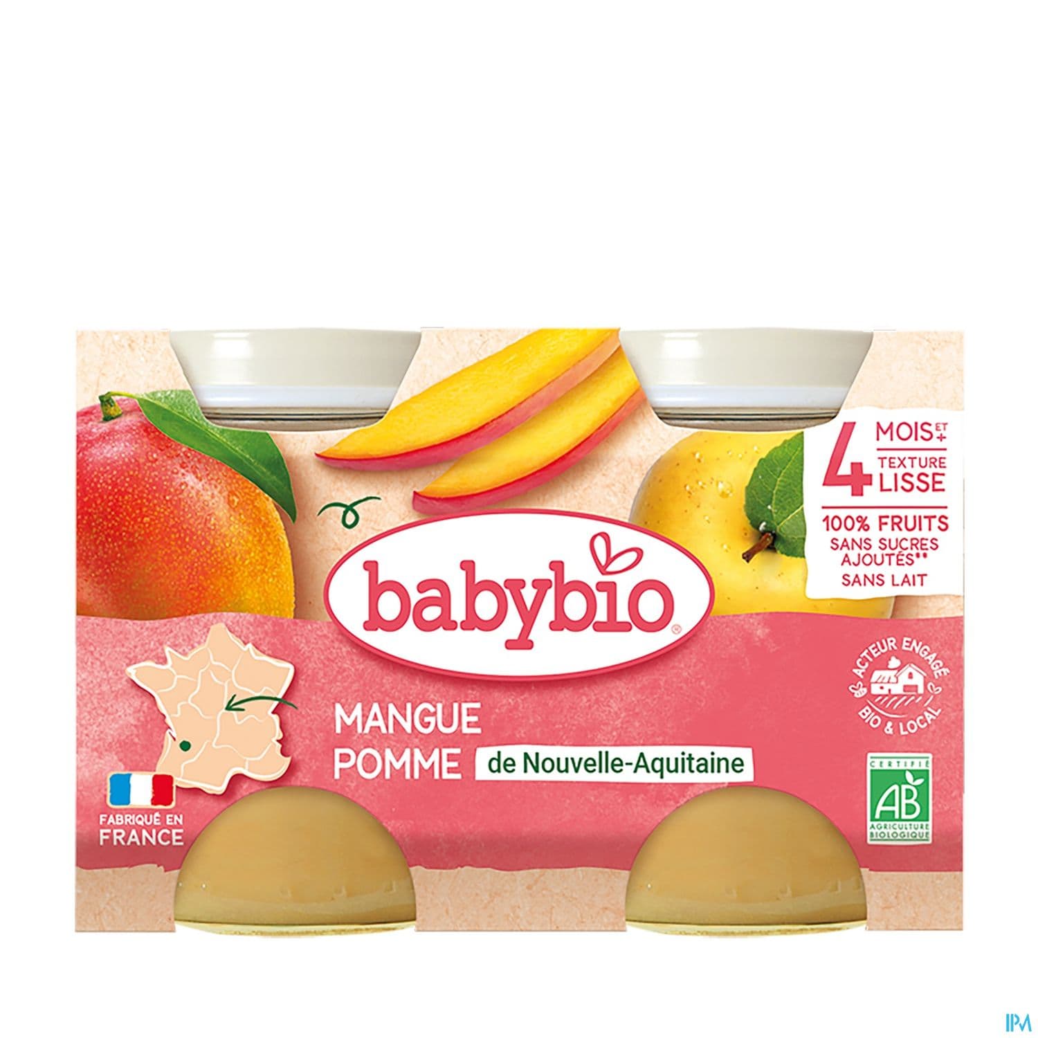 Babybio Mangue Pomme De Nouvelle Aquitaine 4m 130g X2
