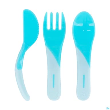 Twistshake Couverts D Apprentissage Silicone Bleu Pastel X3