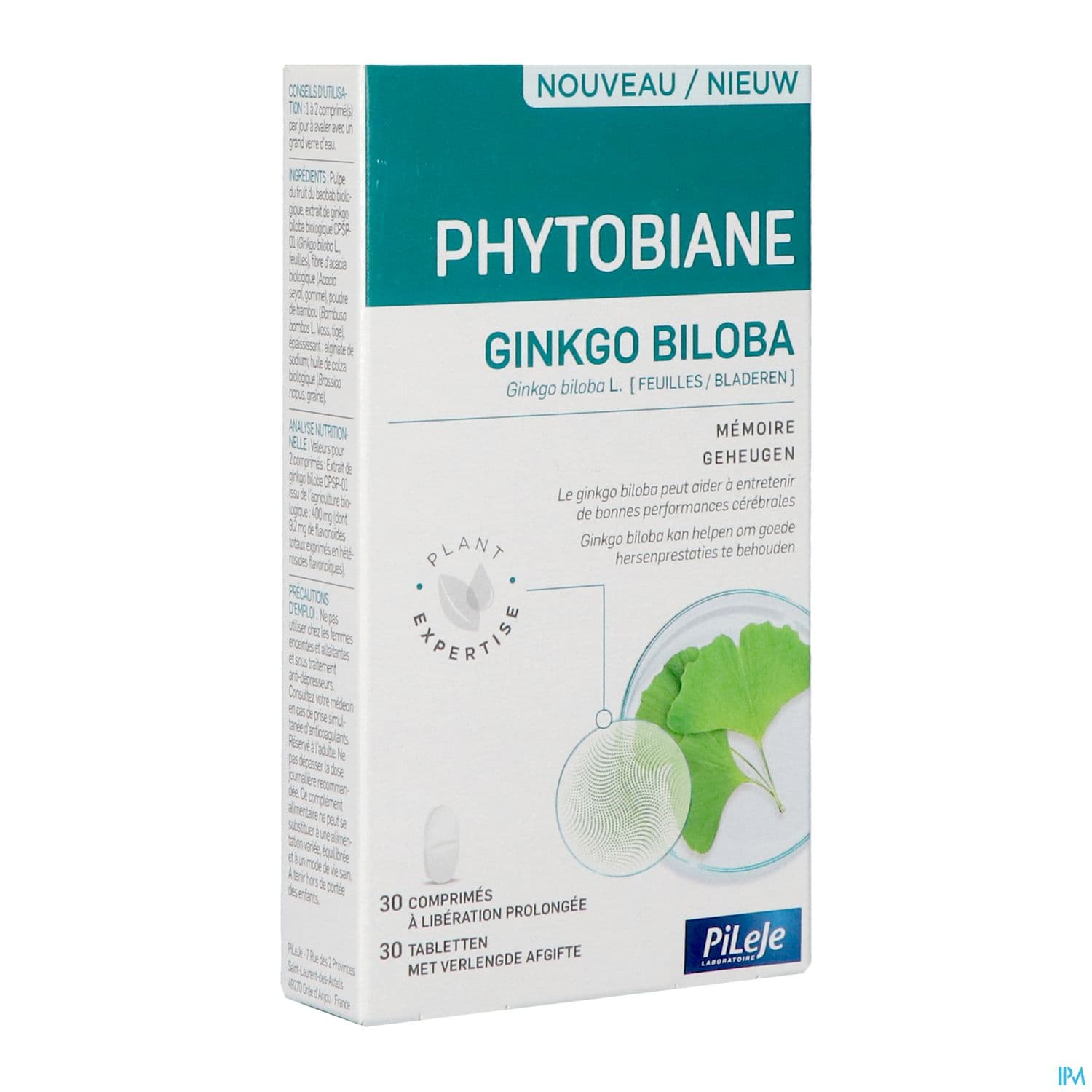 Pileje Phytobiane Ginkgo Biloba Comprime Liberation Prolongee 30