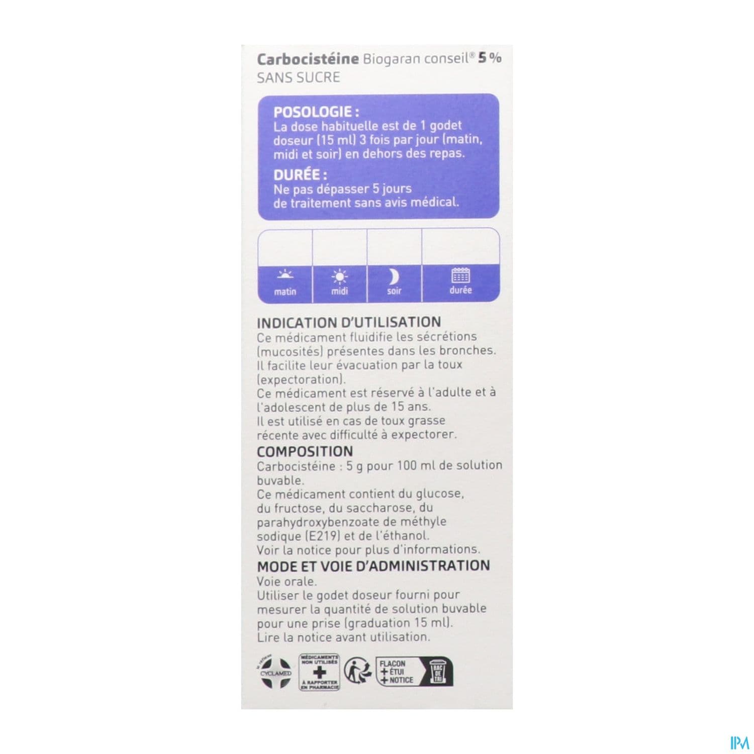 CARBOCISTEINE 5% BIOG SOL S/S200ML