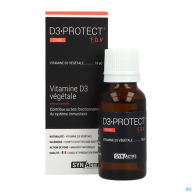 Synactifs D3 Protect Vitamine Vegetale Solution Buvable 20ml