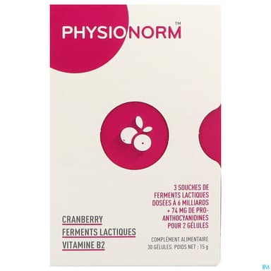 Physionorm Cranberry Ferments Lactiques Vit B2 Gelule 30