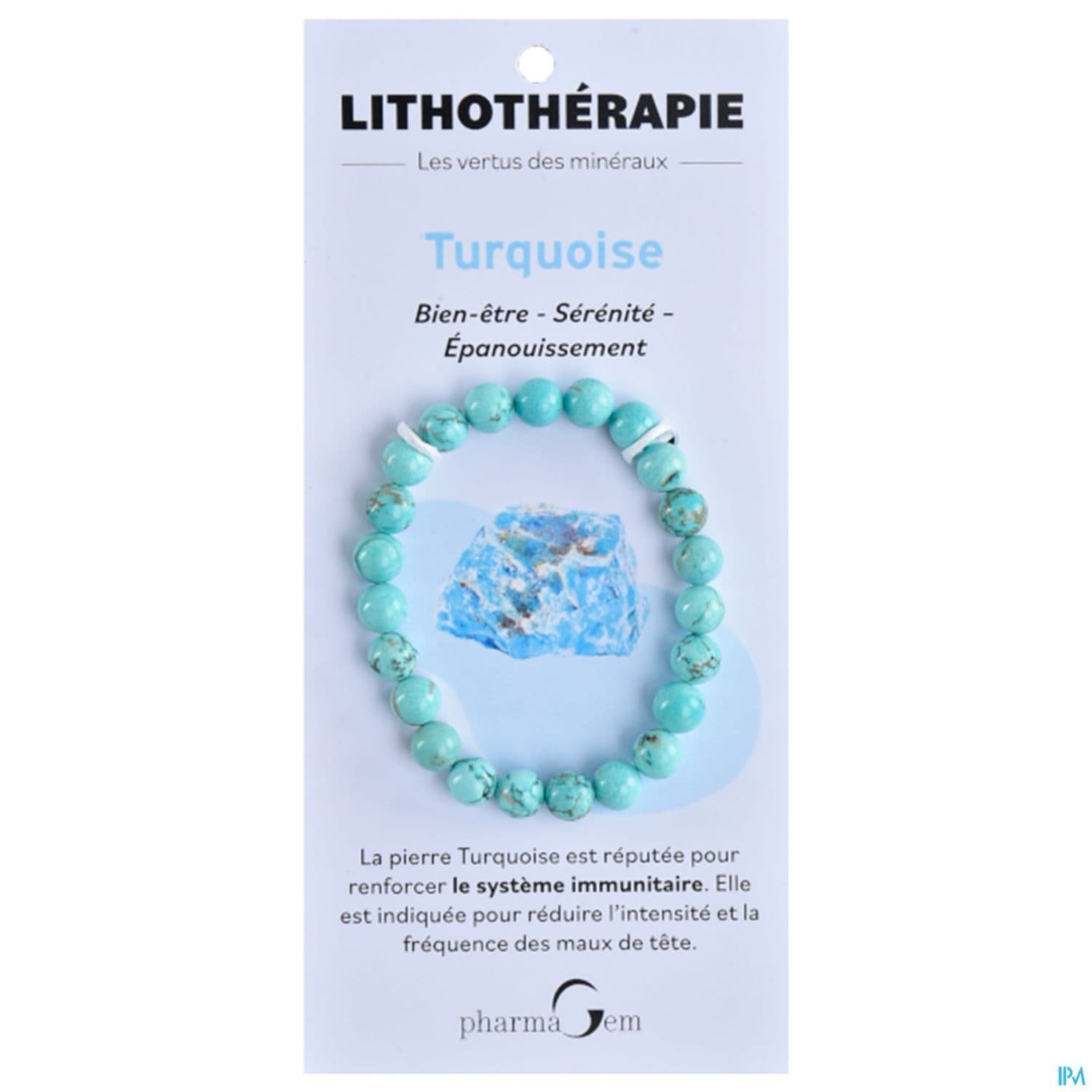 BRACEL LITHOTHERAP TURQUOISE 4MM