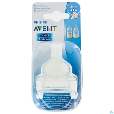 TETINE AVENT SILIC DEBIT MOY/3 X2