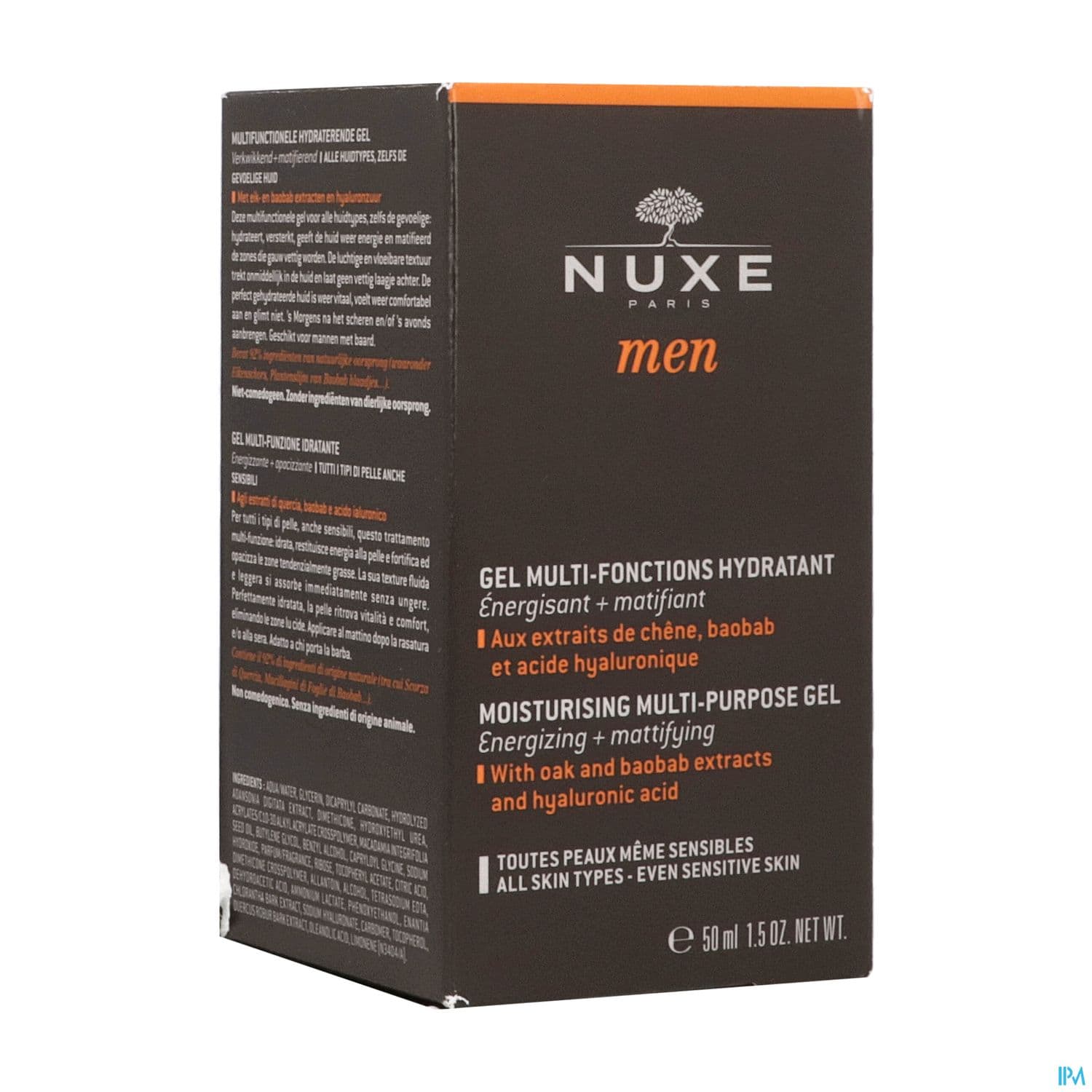 Nuxe Men Gel Multi Fonction Hydratant Toutes Peaux Meme Sensibles 50ml