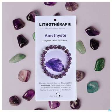 BRACEL LITHOTHERAP AMETHYSTE 8MM