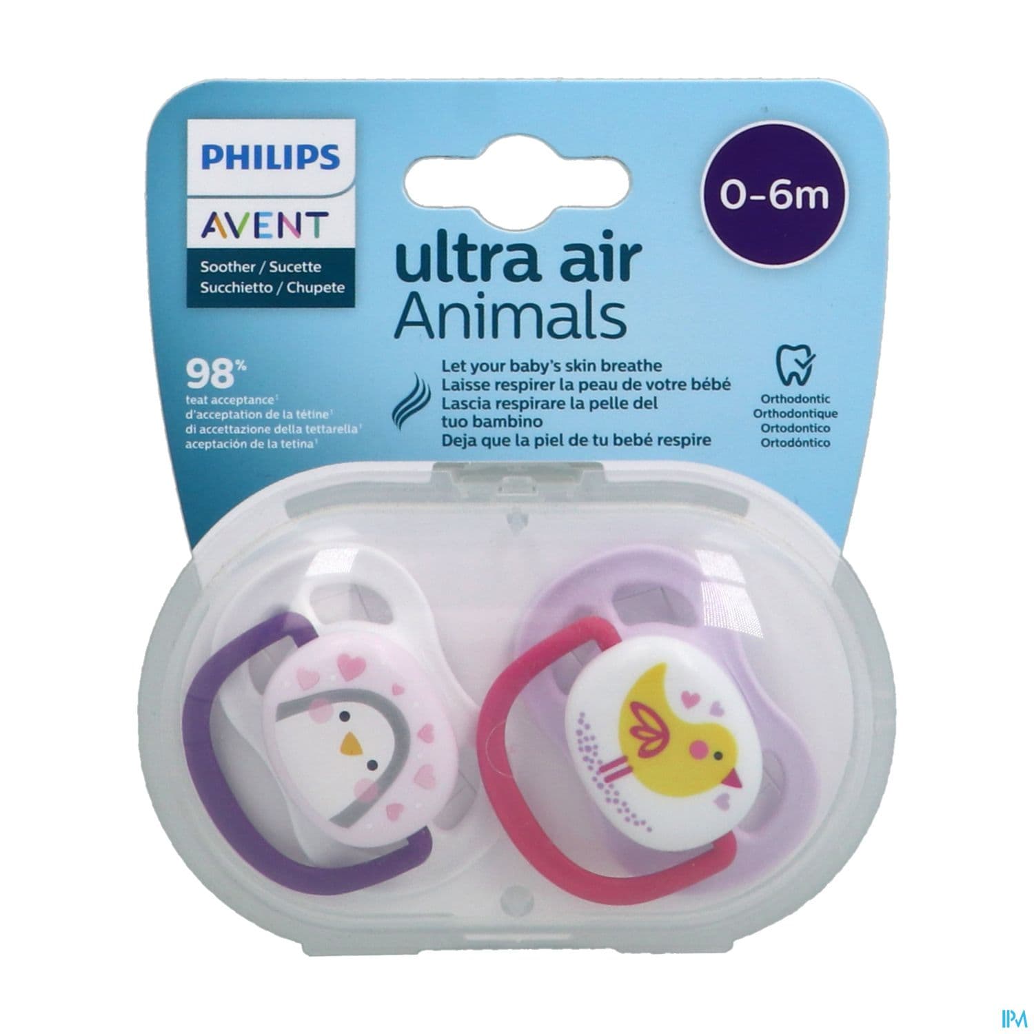 Avent Sucette Ultra Air Mixte Animaux 0/6mois Scf080/11 X2