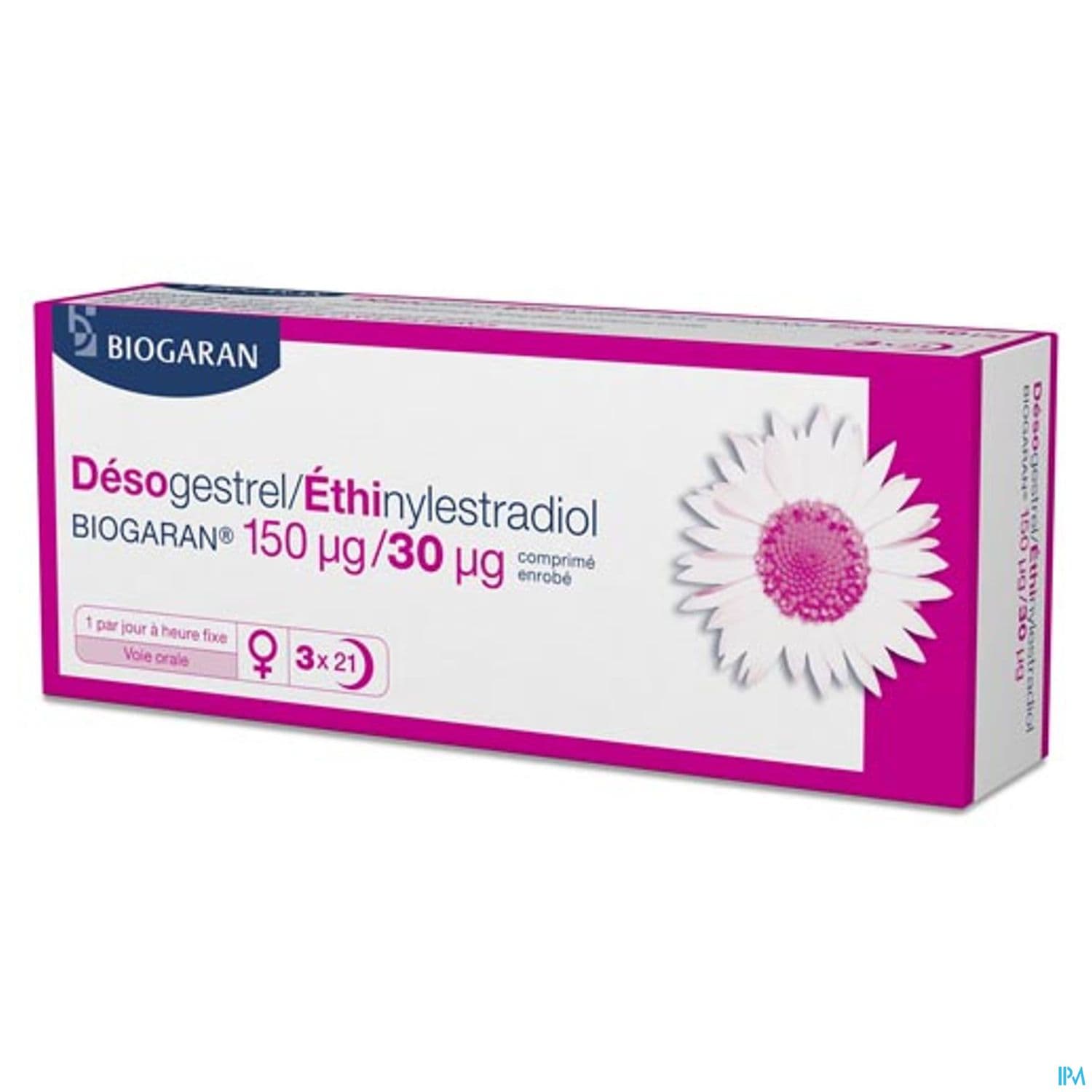 Desogestrel Ethinylestradiol Biogaran 150/30mcg Comprime 21 X3