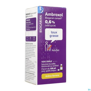 Ambroxol Biogaran 0.6% Sans Sucre Solution Buvable 100ml