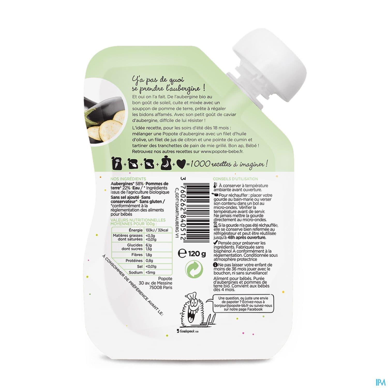 POPOTE PUREE AUBERGINE 120G