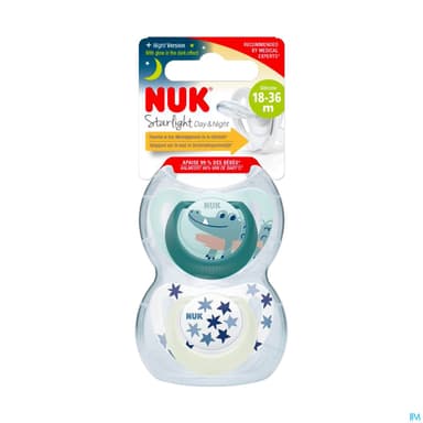 Nuk Sucette Silicone Starlight 18/36m Garcon X2
