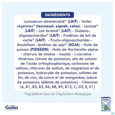 GALLIA CALISMA 1 LAIT PDR BIO800G