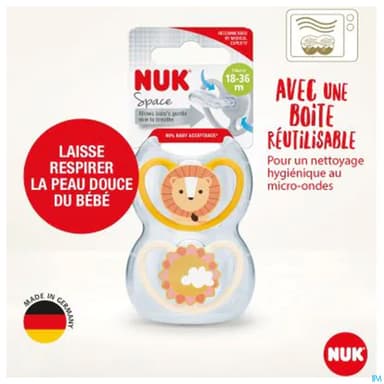 Nuk Sucette Silicone Space 18/36m Garcon X2