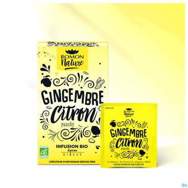 Romon Nature Tisane Plaisir Gingembre Citron Bio Infusette 1g8 16