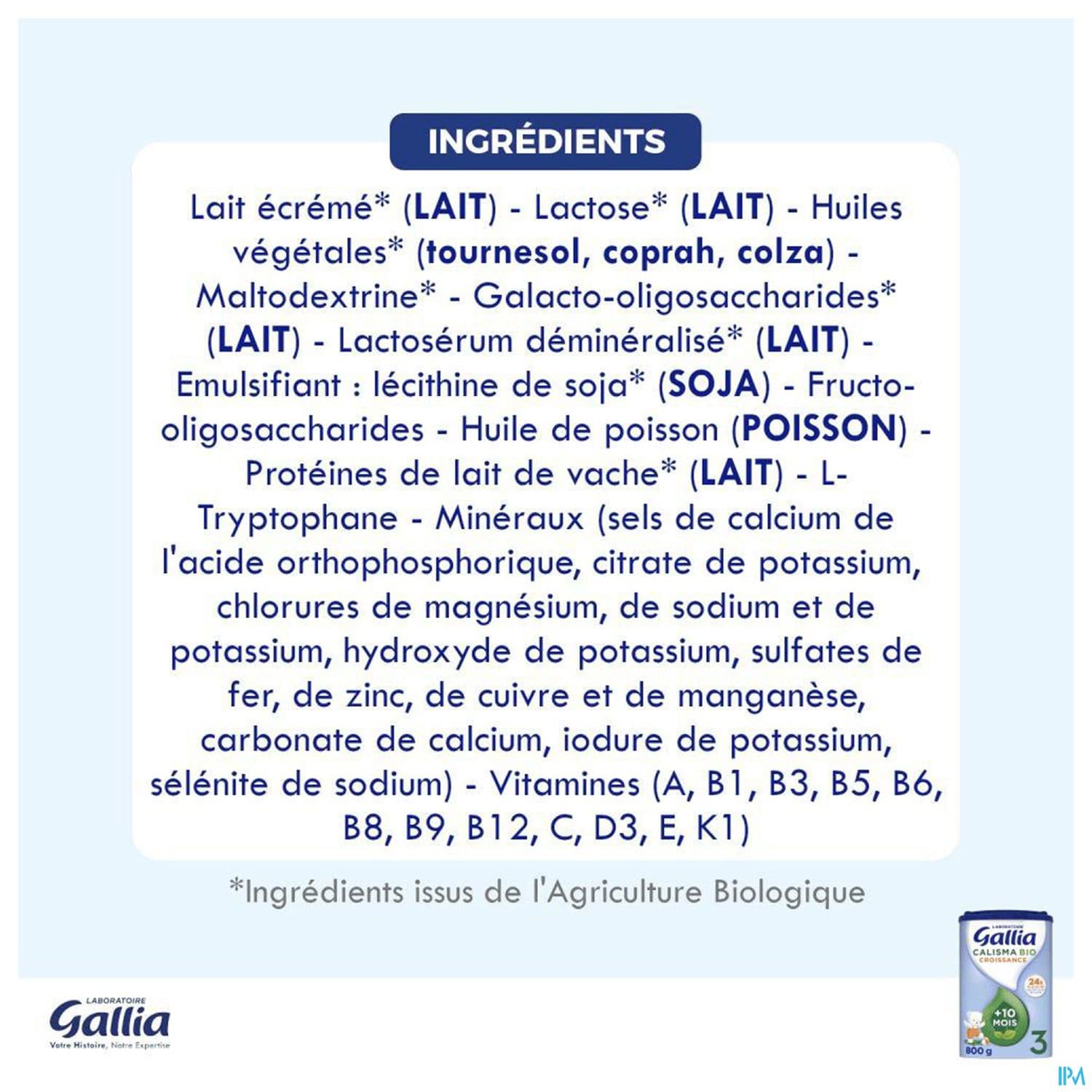 GALLIA CALISMA CROISSANCE BIO 800G