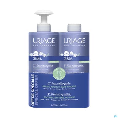 Uriage Bebe 1ere Eau Nettoyante 500ml X2
