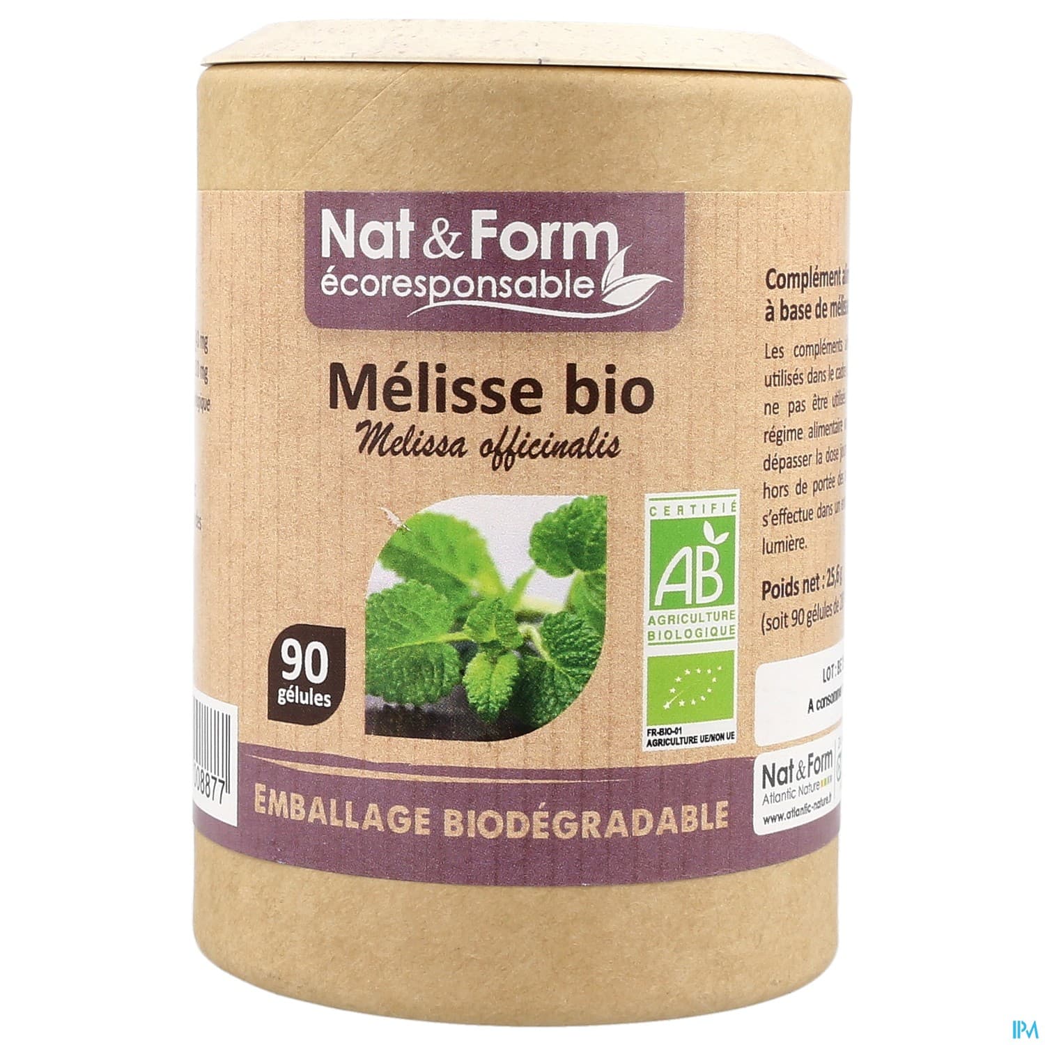 Nat Et Form Ecoresponsable Melisse Bio Gelule Vegetale 90