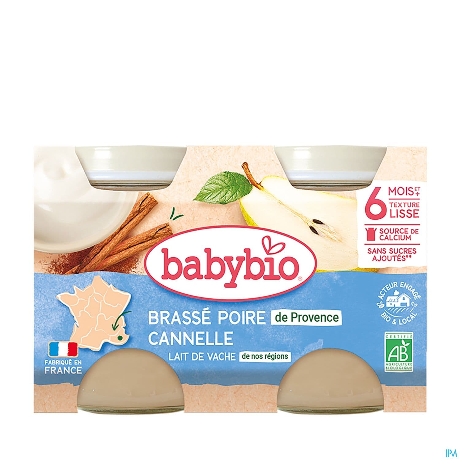 Babybio Brasse Au Lait De Vache Francais Poire De Provence Canelle 6m 130g X2