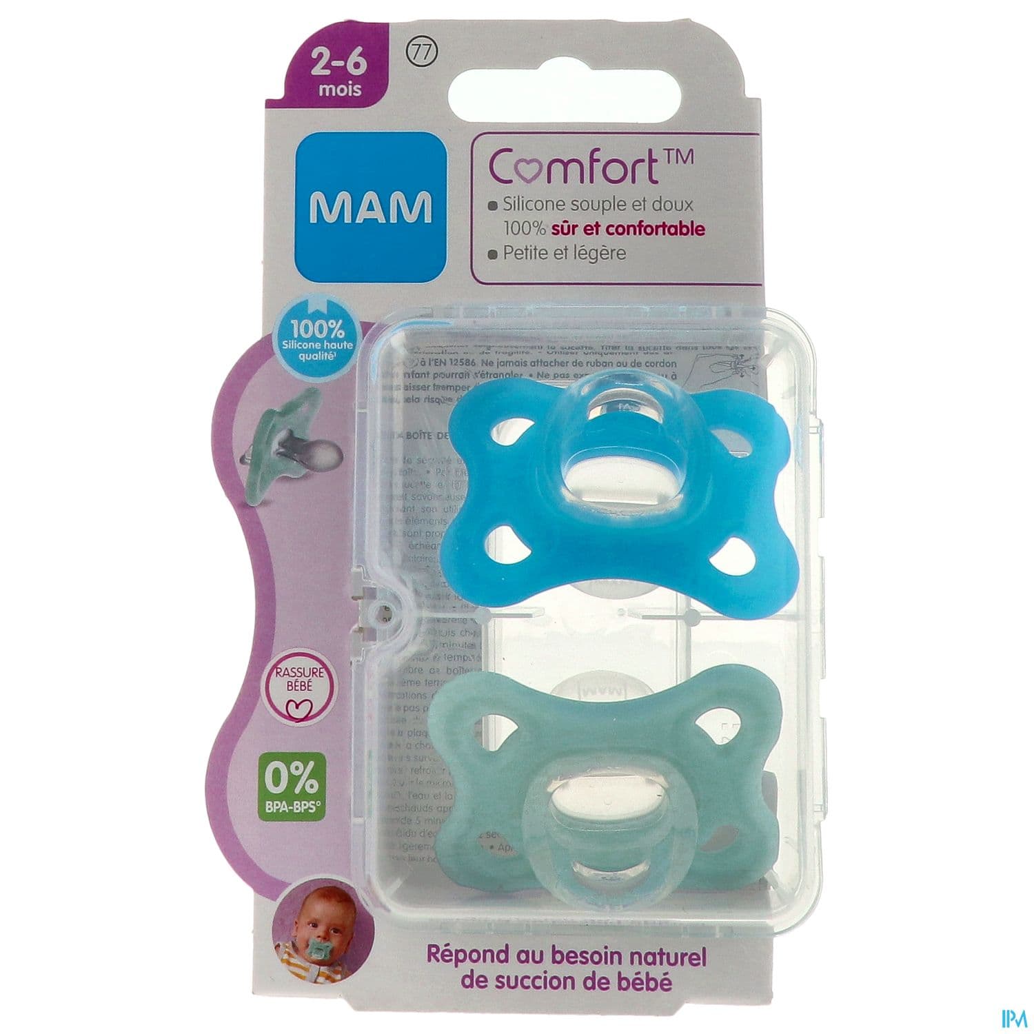 SUCET MAM COMFORT SIL BLEU 2-6M X2