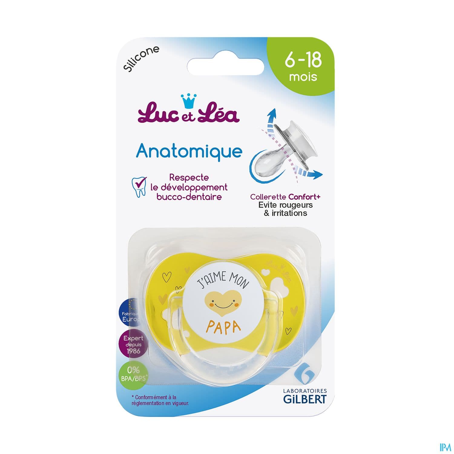 Luc Et Lea Sucette Anatomique Papa Anneau 6/18m