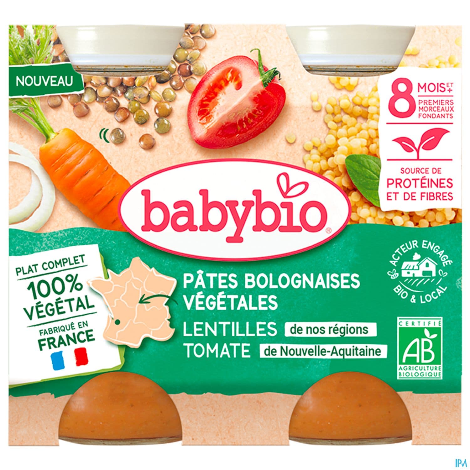 BABYBIO MENU CAROT/LENT CHI 2X200G
