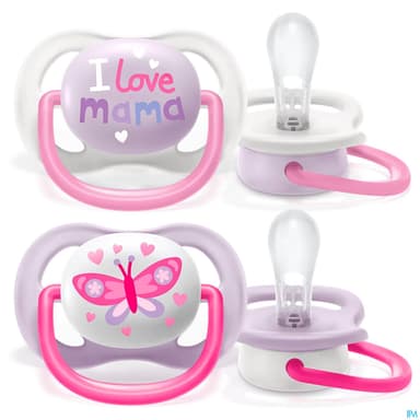Avent Sucette Ultra Air Girl Love Mama 0/6mois Scf080/02 X2