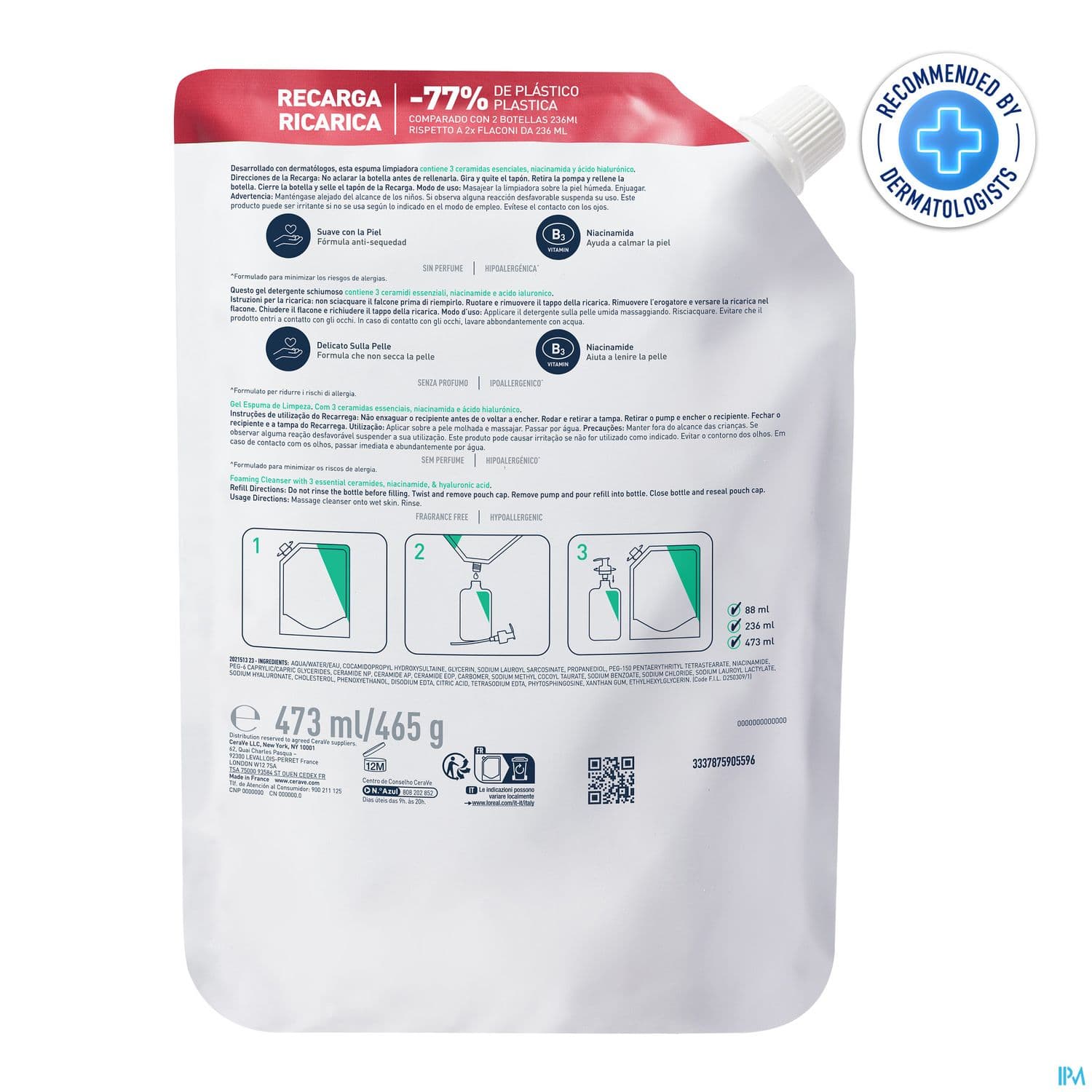 Cerave Eco Recharge Gel Moussant 473ml