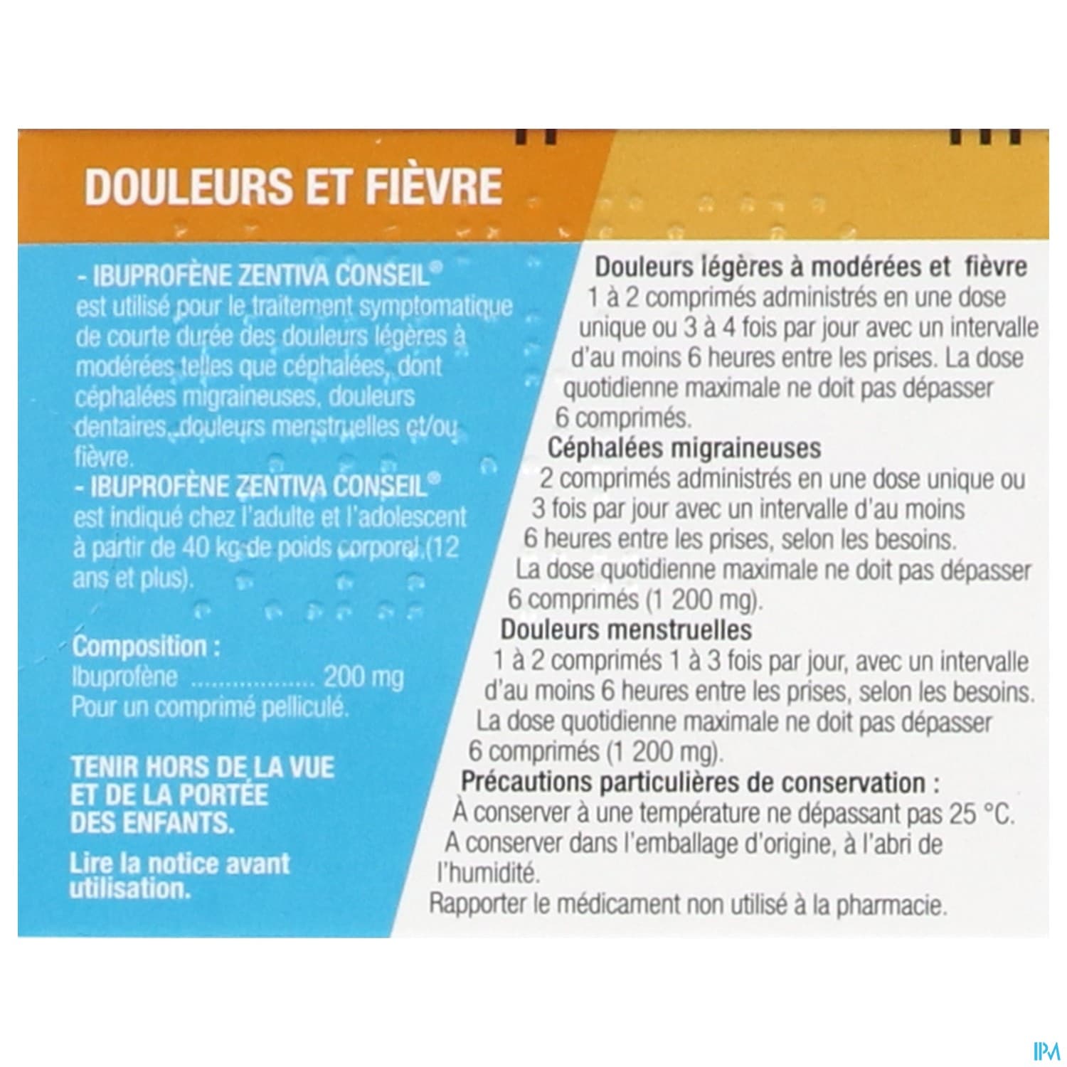Ibuprofene Zentiva Conseil 200mg Comprime Pellicule 20