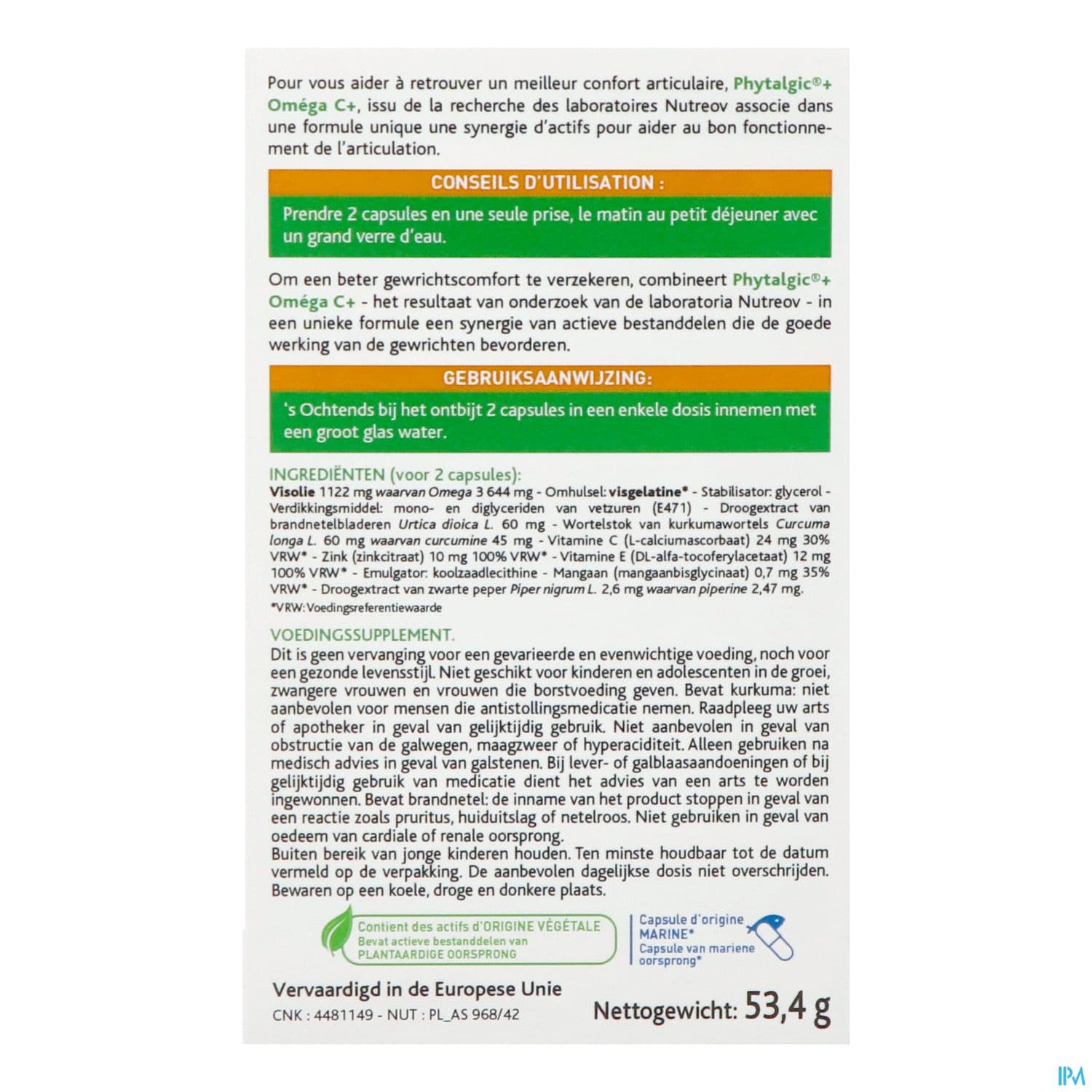 Nutreov Phytalgic+ Omega C+ Confort Articulations Capsule 60 Satisfait Ou Rembourse