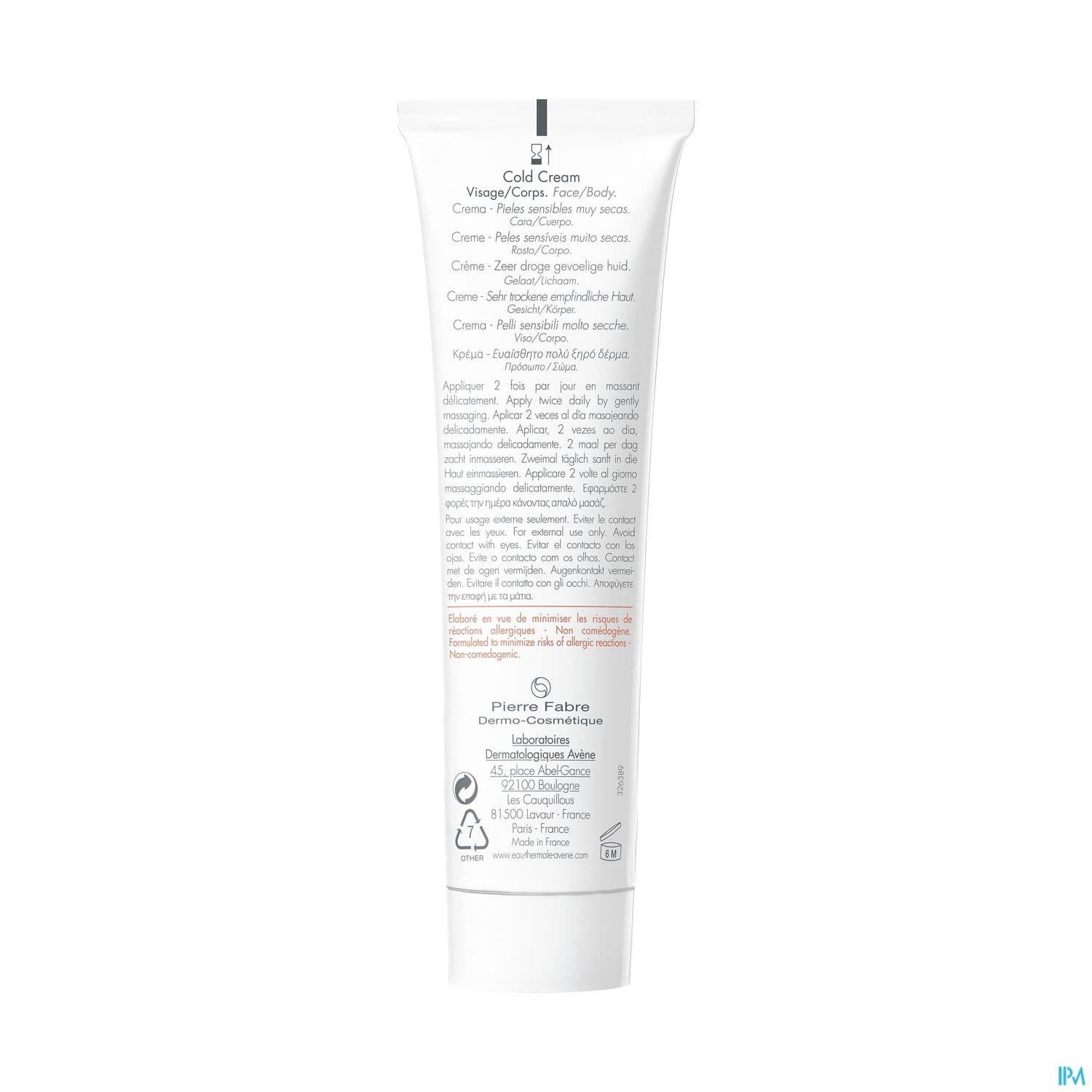 AVENE COLDCREAM P/SENS CR 100ML