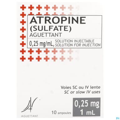 Aguettant Atropine Sulfate 0mg25/ml Solution Injectable 1ml 10