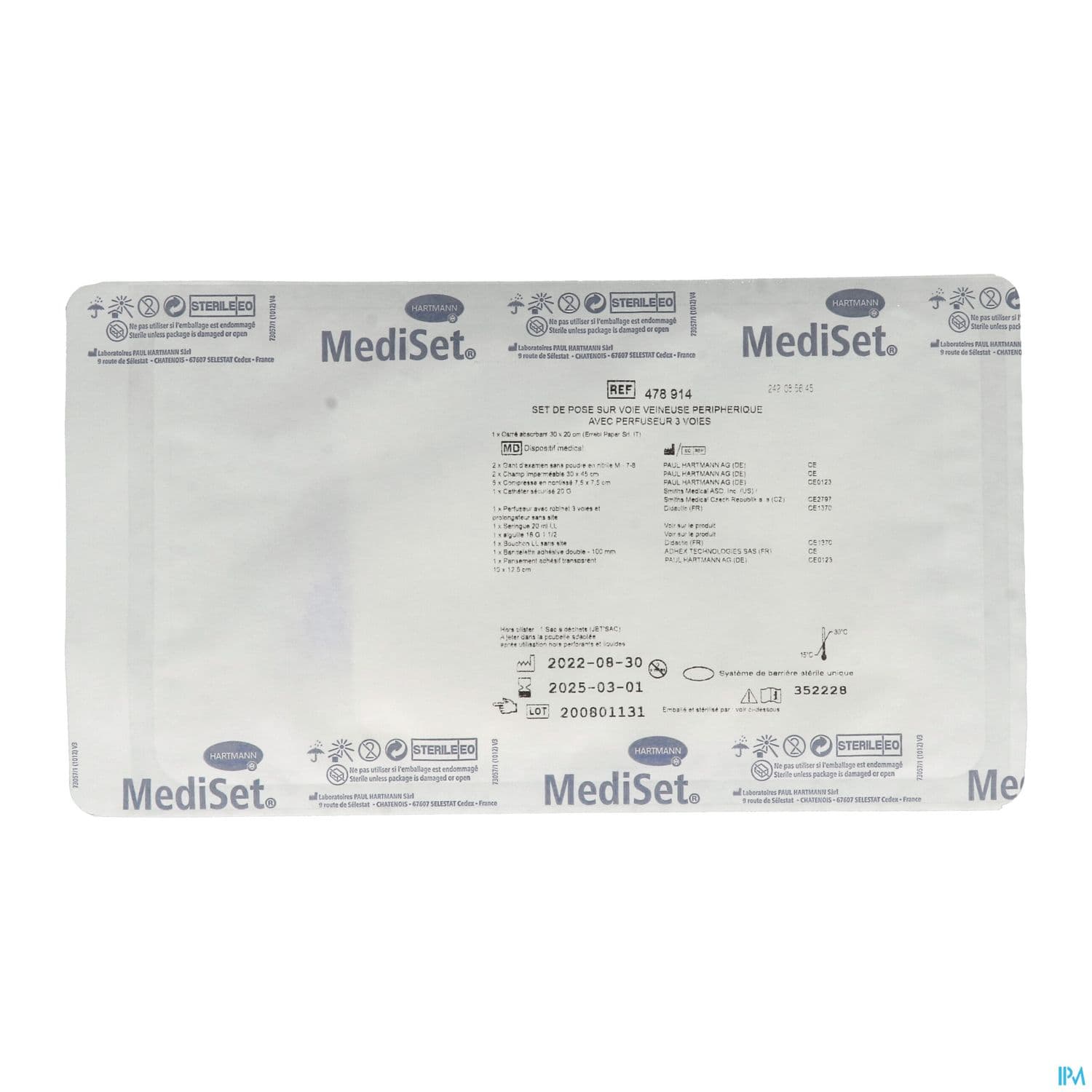 Hartmann Mediset Perfusion Set De Pose De Perfusion Sur Voie Veineuse Peripherique Perfuseur 3voies