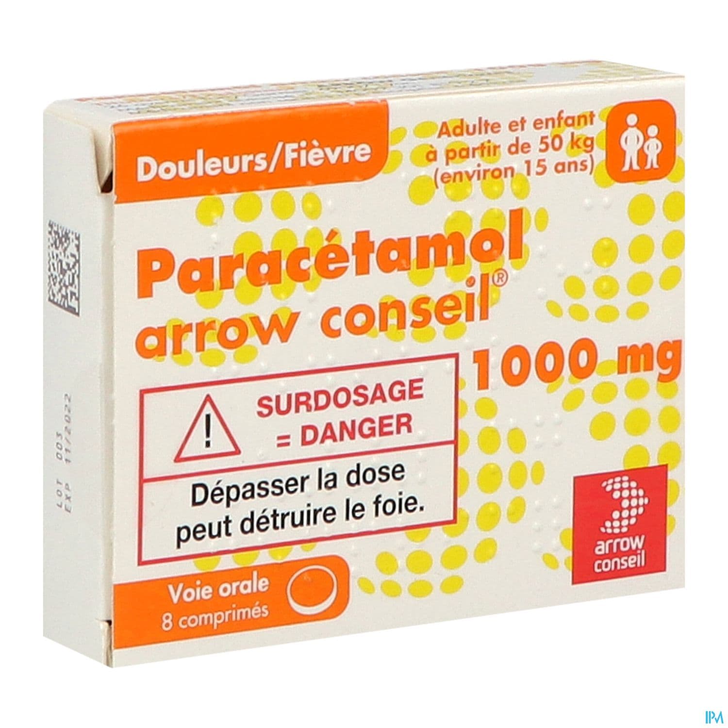 Paracetamol Arrow Conseil 1g Comprime 8