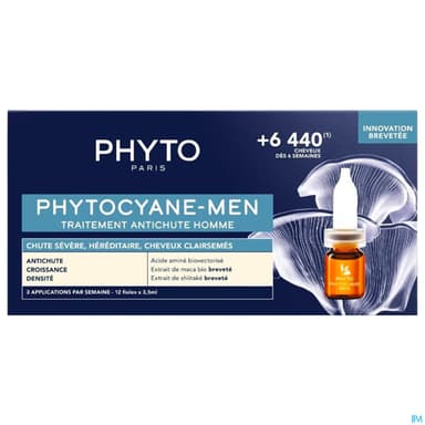 Phytocyane Traitement Antichute Homme Chute Severe Hereditaire Cheveux Clairsemes 3ml5 X12