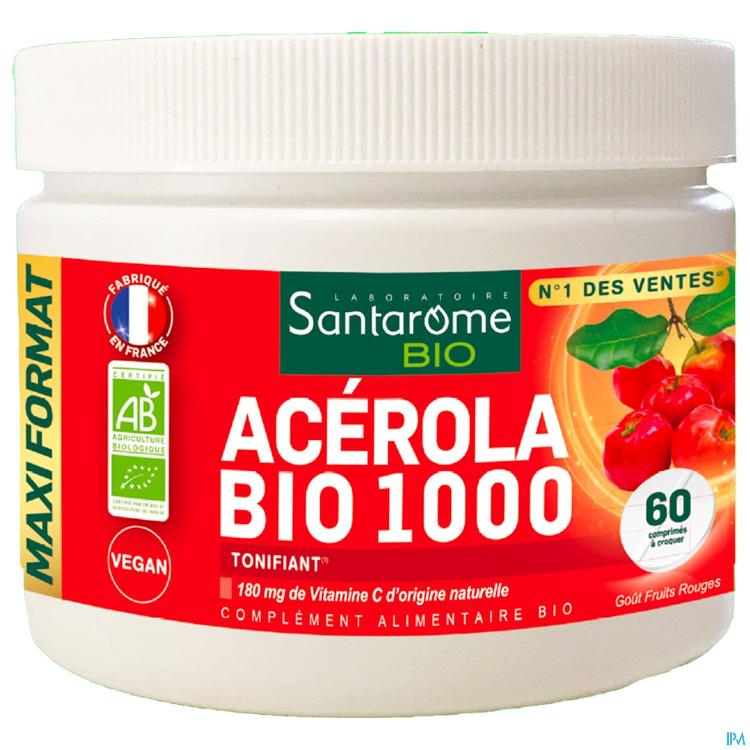 Santarome Acerola Bio 1000 Pot Comprime 60 (dont 20 Offerts)