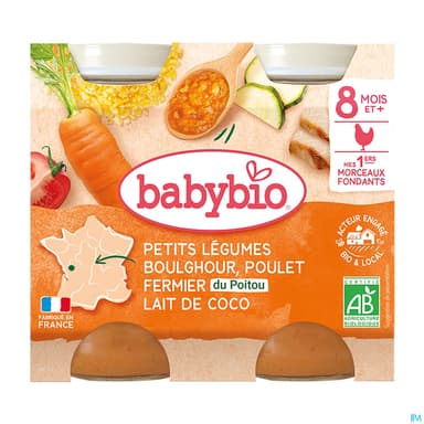 BABYBIO LEG/BOULG/POUL/COCO 2X200G