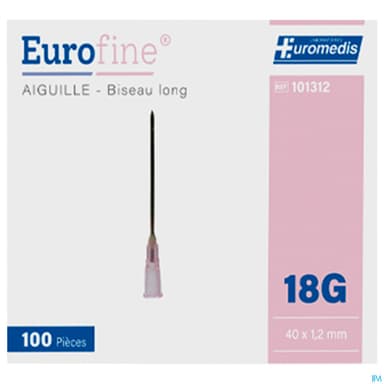 Euromedis Eurofine Aiguille G18 40mm X 1mm2 Ivoire 100