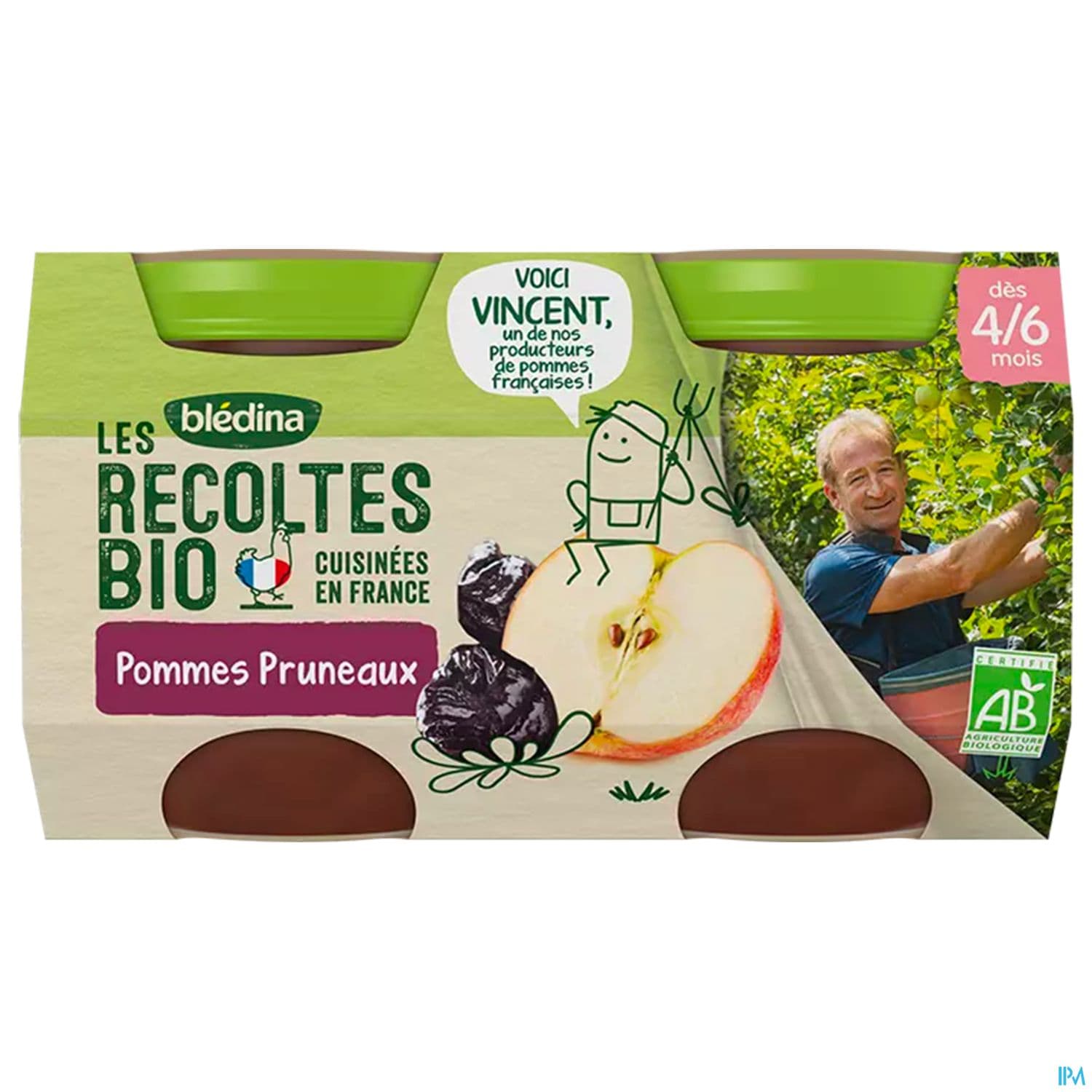 Bledina Les Recoltes Bio Pot Pomme Pruneau 130g X2