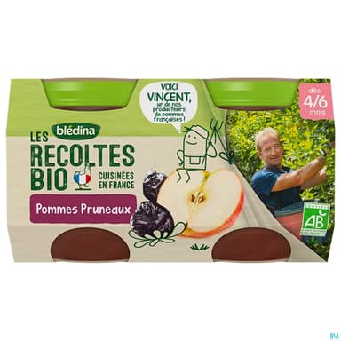 Bledina Les Recoltes Bio Pot Pomme Pruneau 130g X2