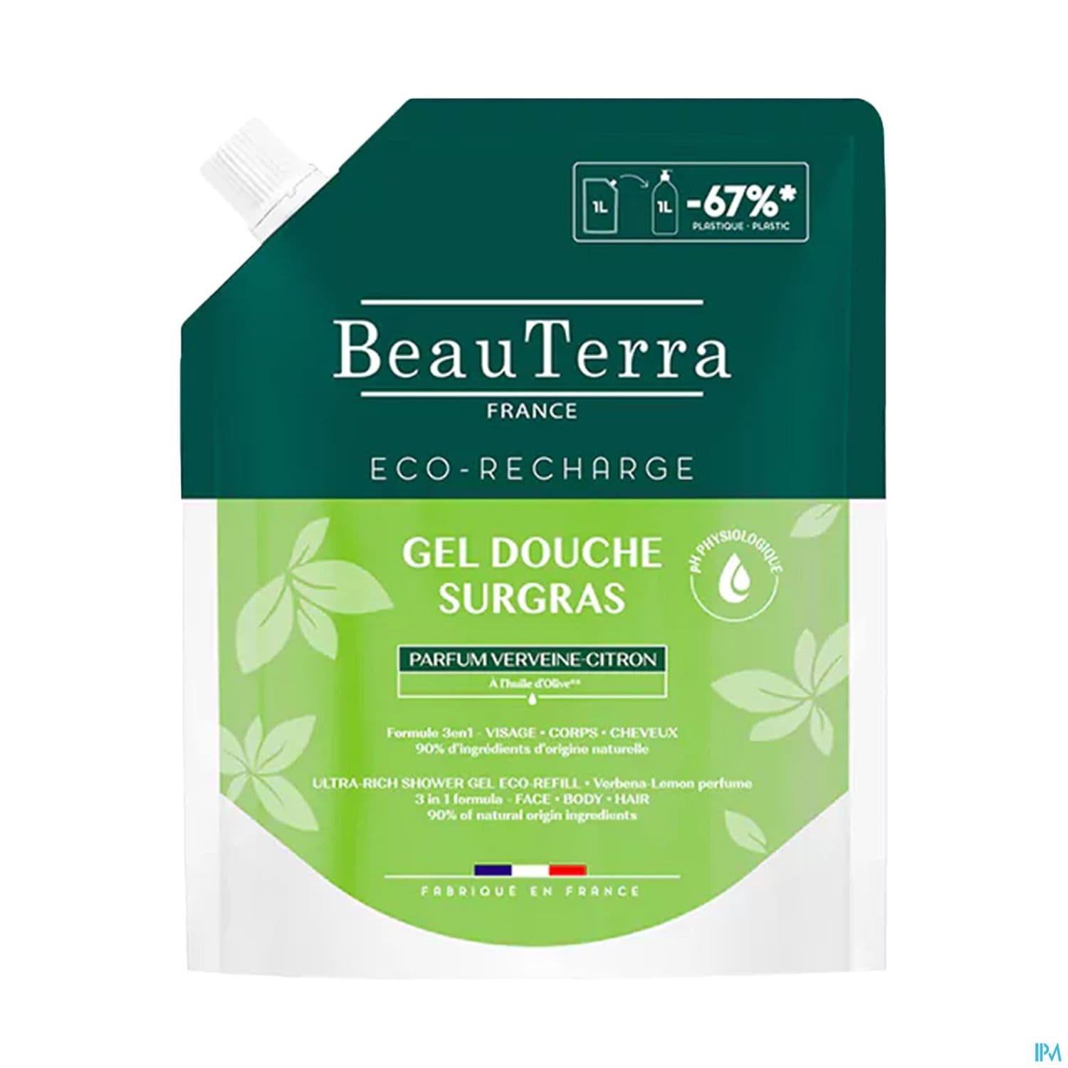 Beauterra Gel Douche Surgras Verveine Citron Recharge 1l
